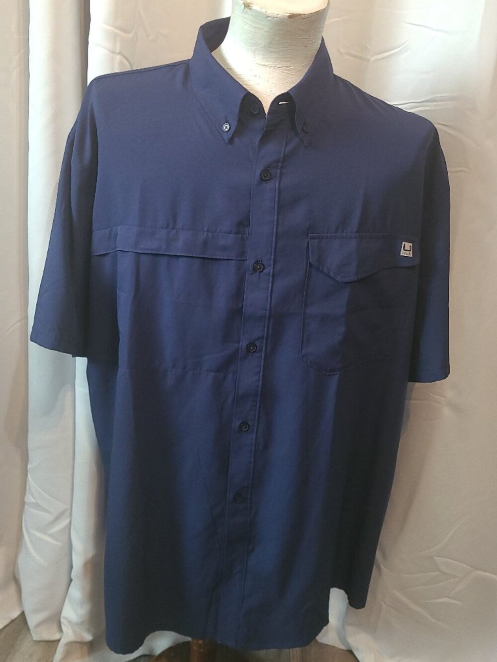 Men's HUK button front shirt - 2XL - Navy blue - Short sleeve - NWOT